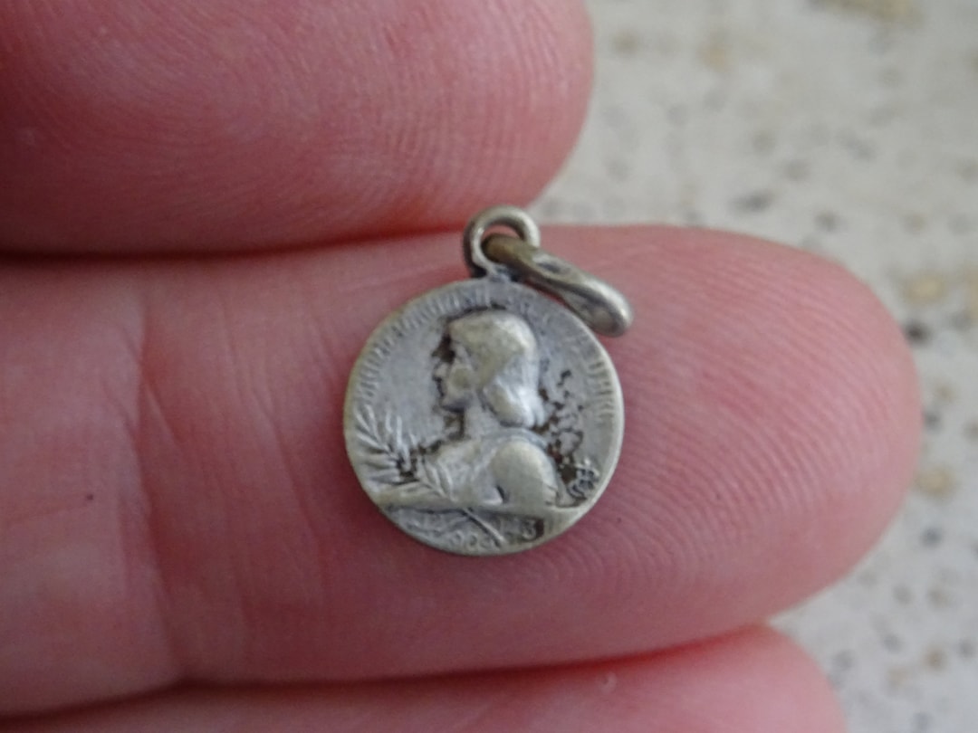 Religious French Catholic Silver Plated Medal Pendant Charm Medallion ...
