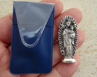 Religious French catholic pocket shrine altar chapel relic with silver plated statue of Holy Virgin Mary of  Perpetual Help. ( A 13 )