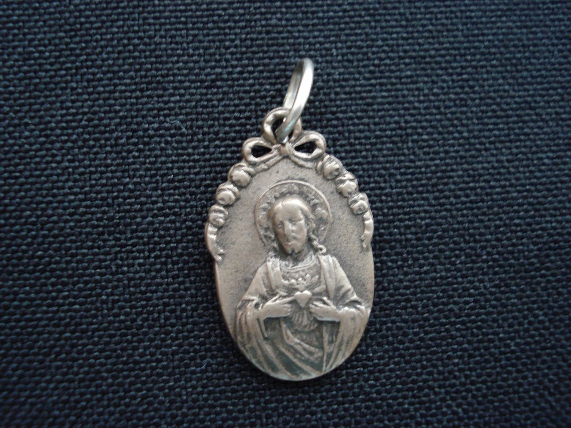 Religious Antique French Silvered Medal Pendant Medaillon - Etsy