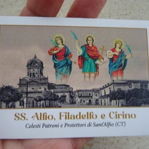 Religieuze antieke Franse katholieke kaart van Saint Alfio, Filadelfo en Cirino. (T35)