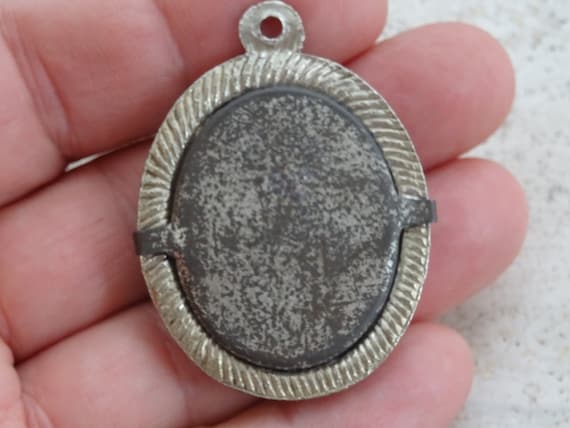 Antique French silver plated photo holder locket … - image 3