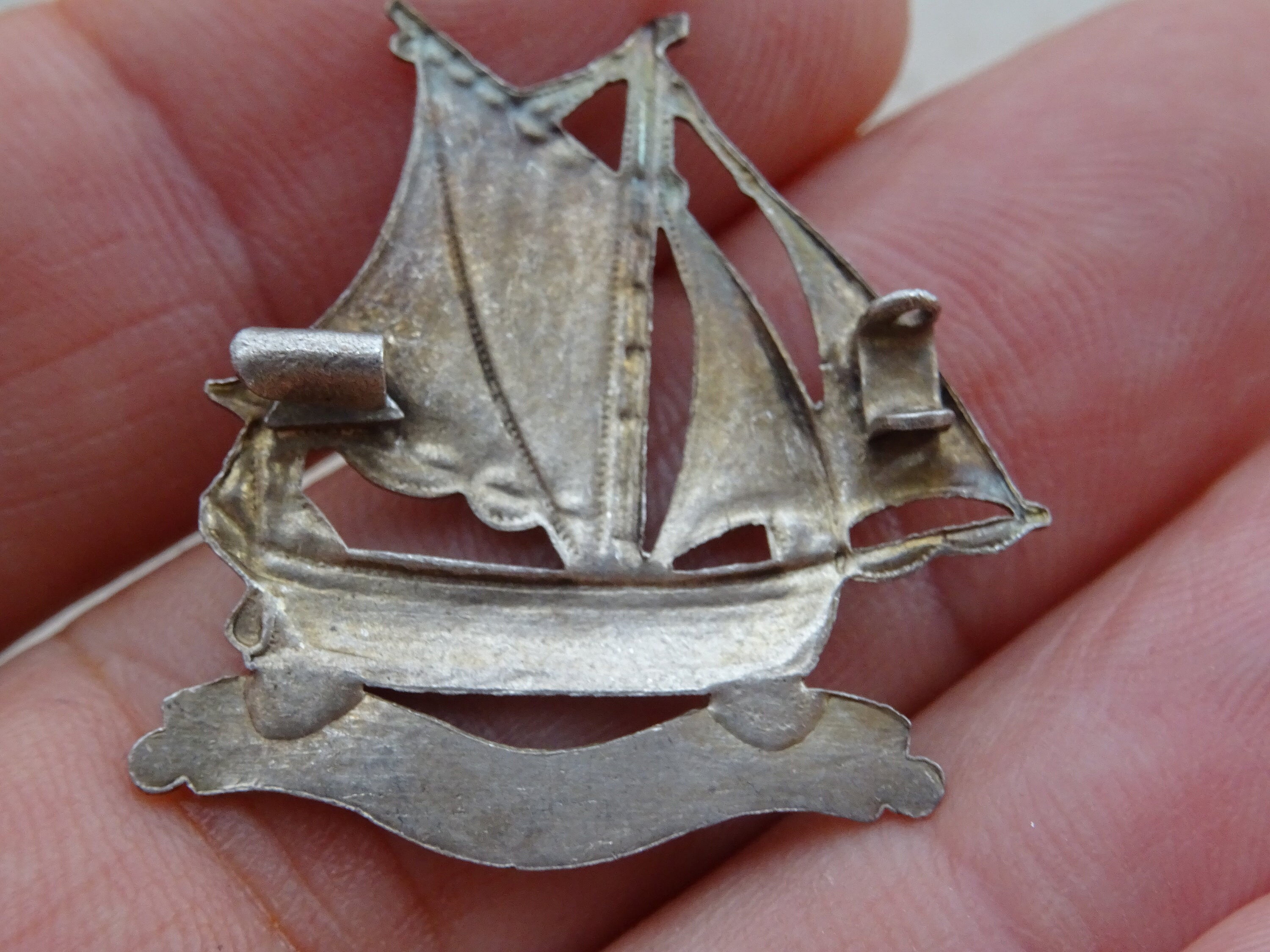 Belle Broche Ancienne En Argent Style Marin – Voilier Et Bateau Vintage