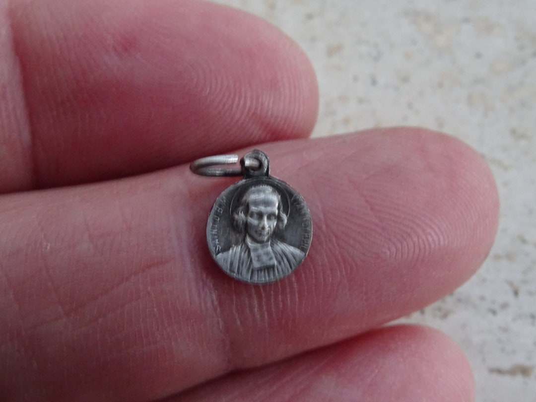 Religious Antique French Catholic Silver Plated Medal Pendant Charm ...