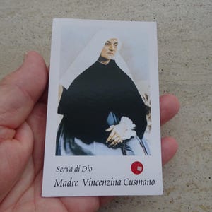 Religiöse katholische Karte Schrein Reliquiar Relikt aus dem Tuch der Seligen Saint Vincenzina Cusmano. (ZZ-14)