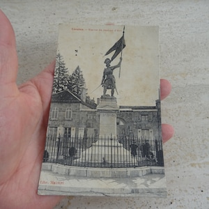 Antigua postal francesa usada con estatua monumental de Juana de Arco Juana de Arco con recuerdo monumental de Langres. ( A 25 )