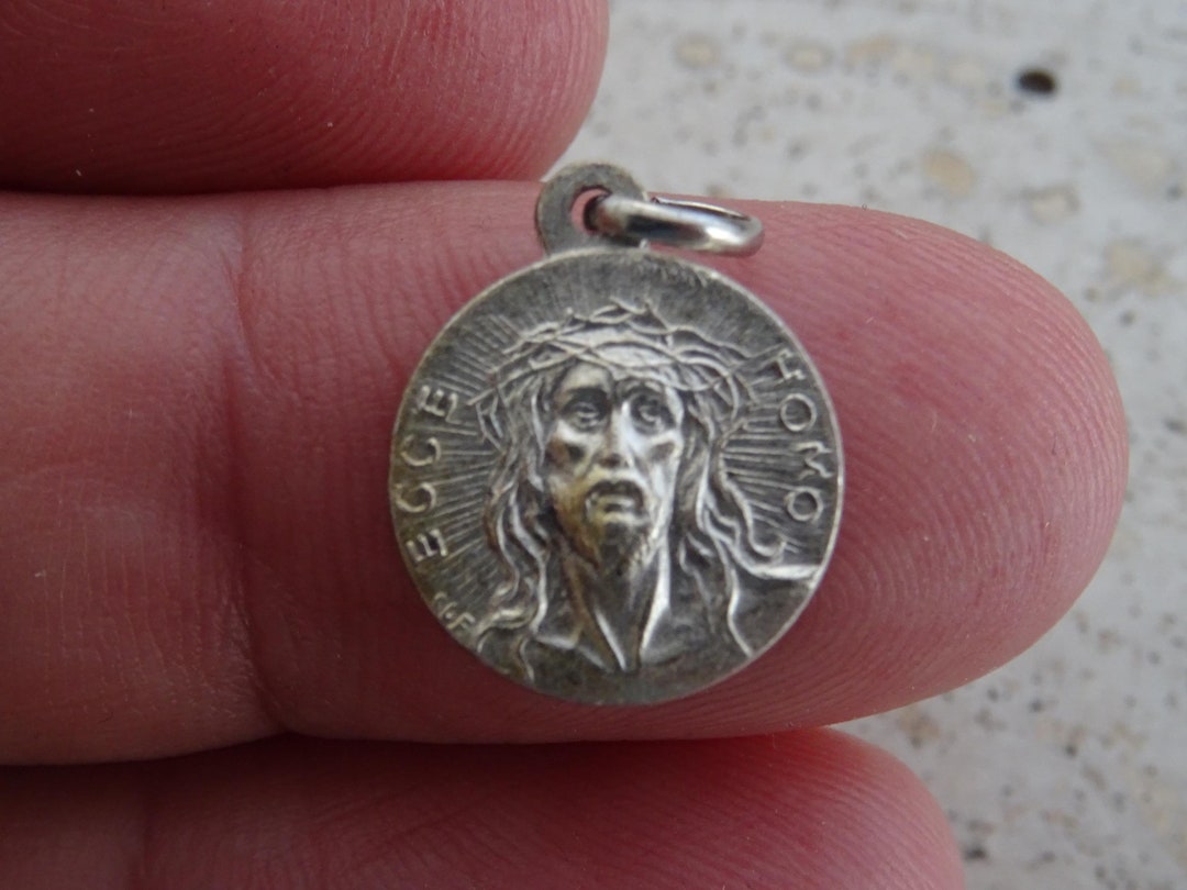Religious Antique Catholic Silver Plated Medal Pendant Charm Five-fold ...