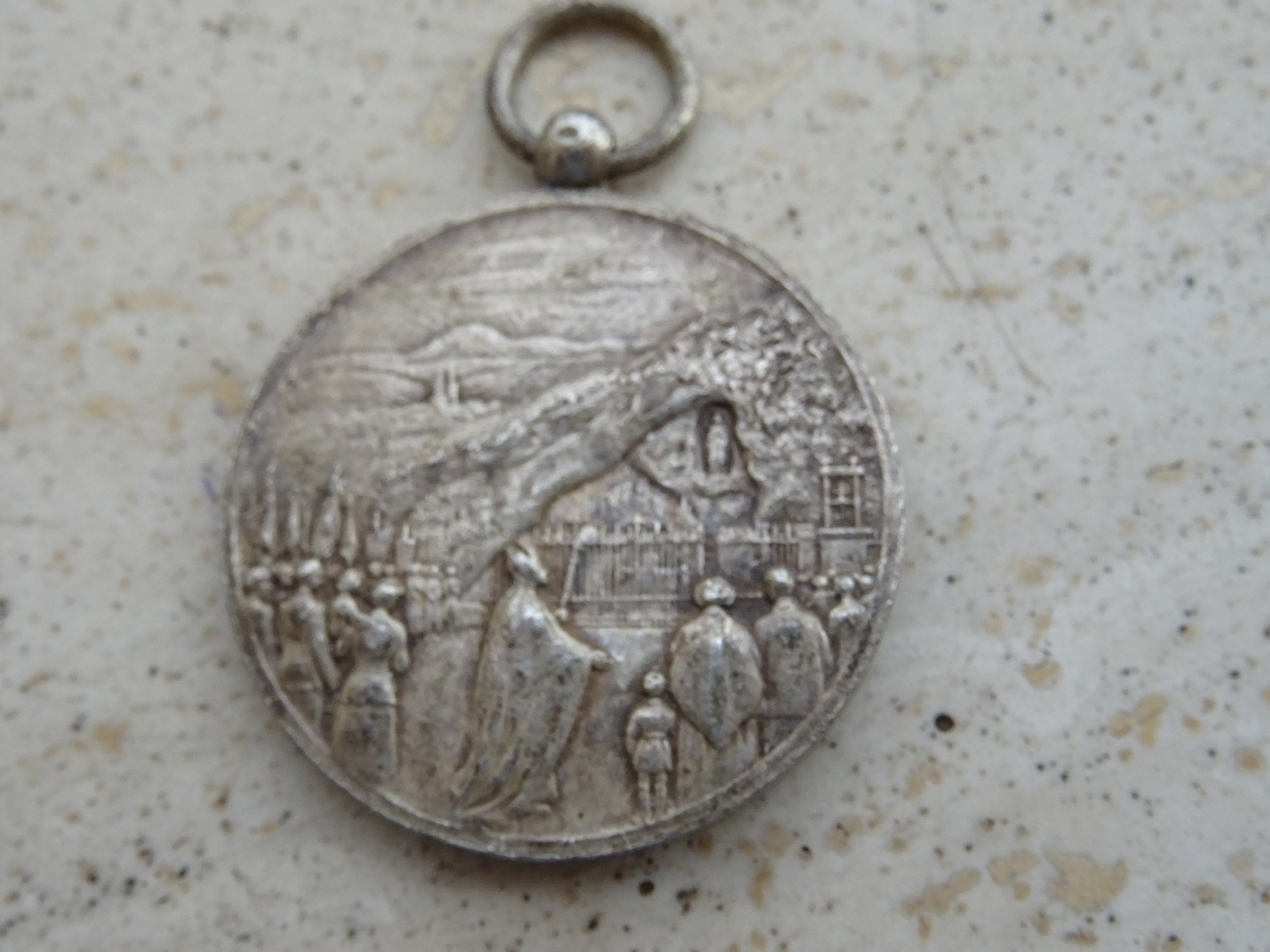 Rare Antique Religious Silvered Medal Charm Pendant of Holy Virgin Mary ...