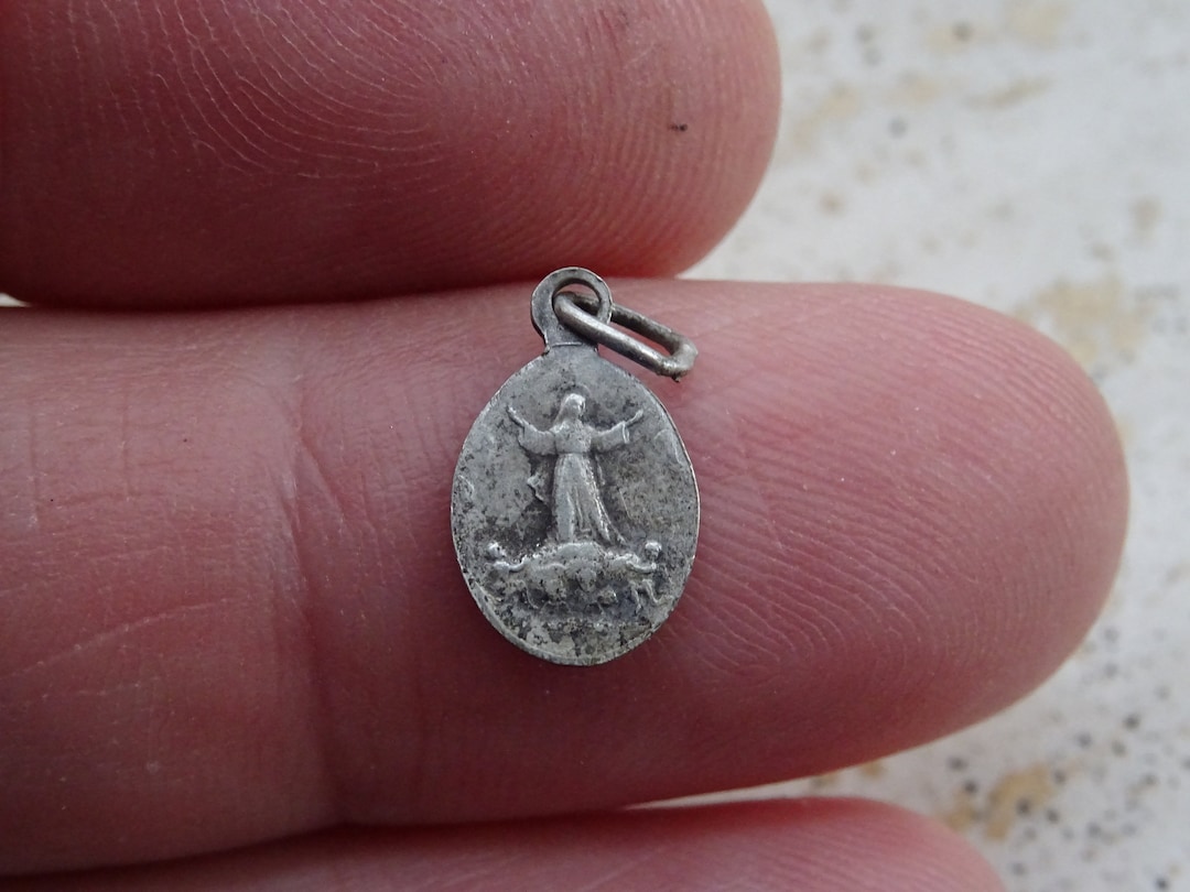 Religious Antique French Silver Plated Catholic Medal Charm Medallion ...