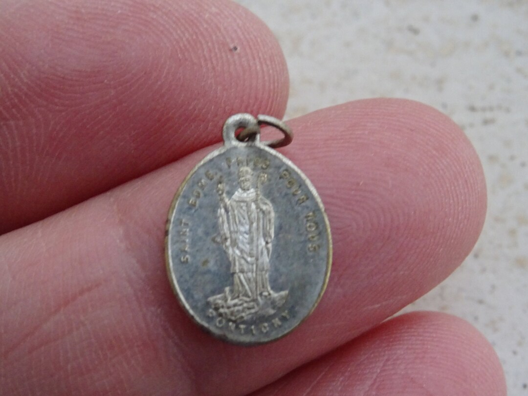 Religious Antique French Catholic Silver Plated Medal Pendant Charm ...