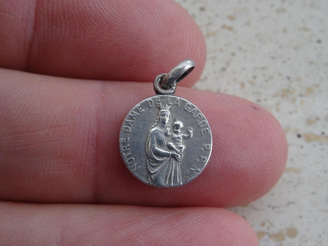 Religious Antique French Catholic Silver ( MARKED ) Medal Charm Pendant ...
