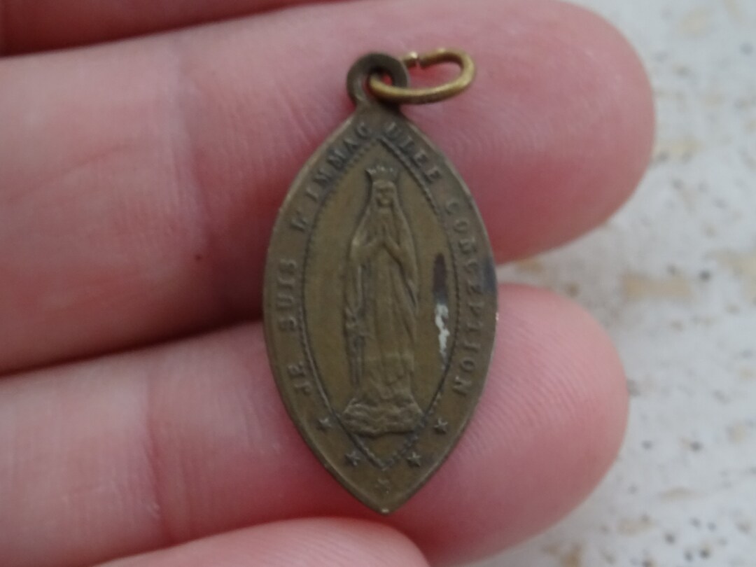 Religious Antique Copper Catholic Medal Pendant Holy Charm Medallion of ...