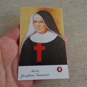 Religiöse katholische Karte Schrein Reliquiar Relikt aus dem Tuch der Seligen Heiligen Giuseppina Vannini. ( O 6 )
