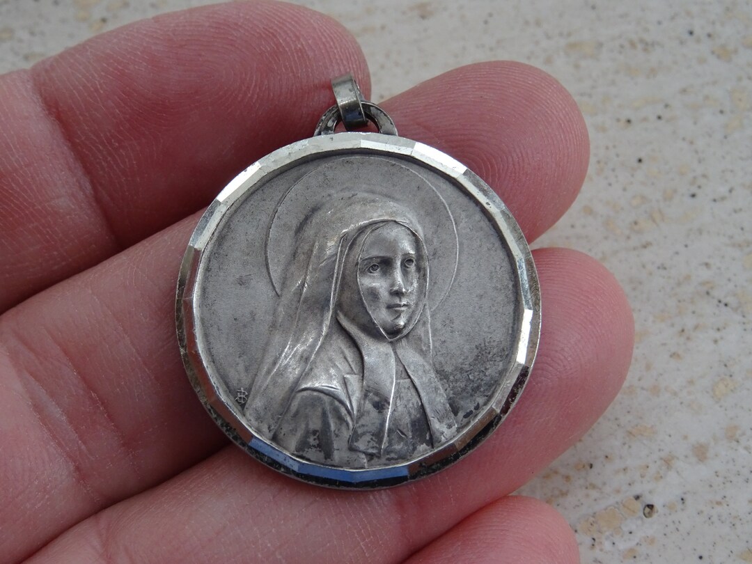Religious Antique French Silver Plated Catholic Medal Charm Medallion ...