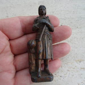 Religiöse antike französische katholische Bronzestatue der Heiligen Jeanne d&#39;Arc. ( 30 )