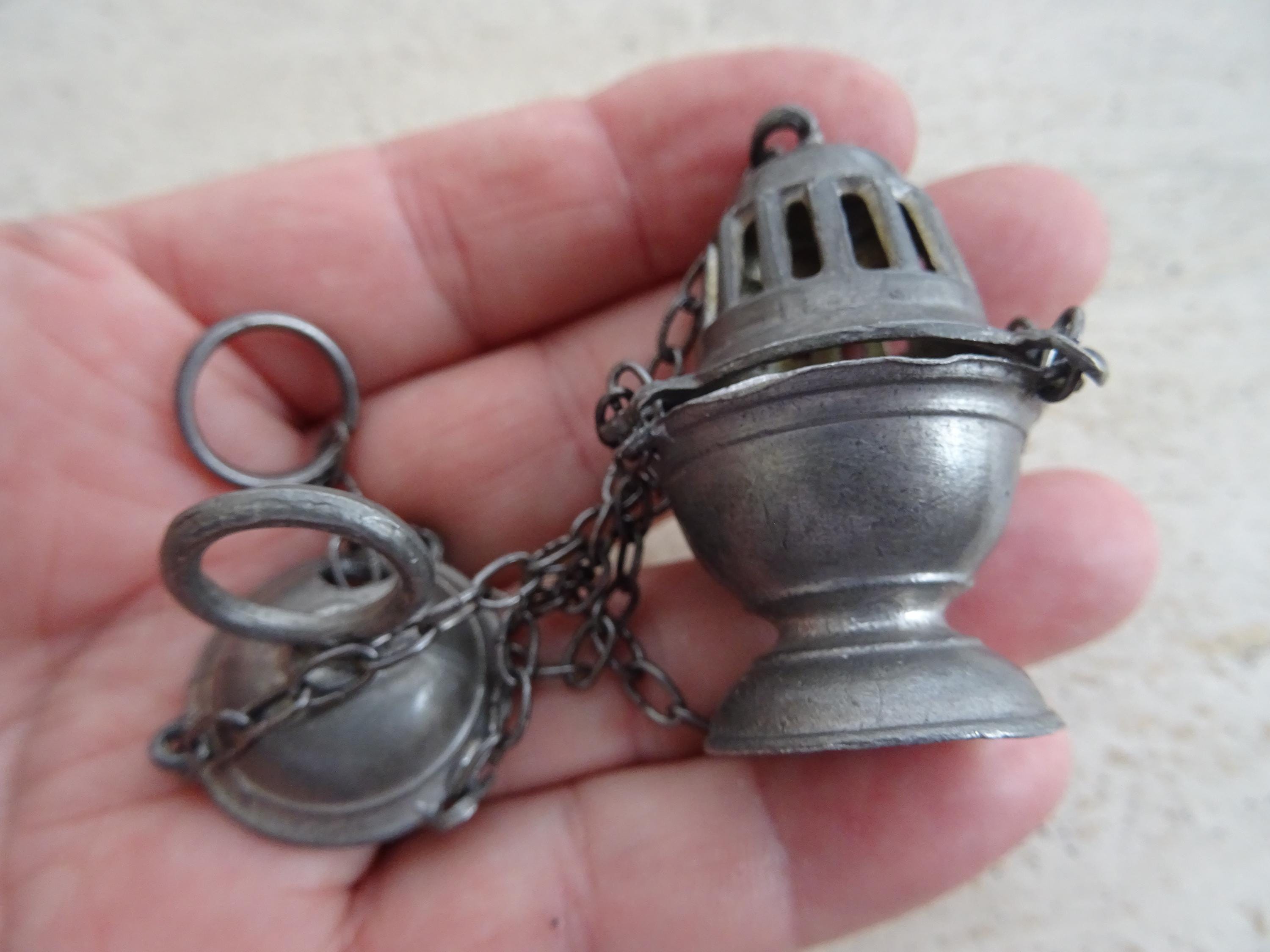Religious Antique French Silvered Church Turibulum for Priest