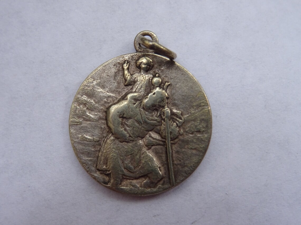 Religious Antique French Silver Plated Catholic Medal Pendant Holy ...