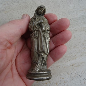Religious antique French silver plated catholic statue of Holy Virgin Mary Our Lady Dolorosa. ( D 36 )