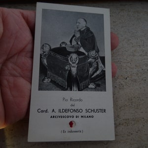 Religiöse katholische Karte, Schrein, Reliquienreliquie aus dem Tuch des seligen Kardinal A. Ildefonso Schuster. ( R4 )