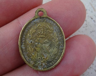 Medalla Antigua del Sagrado Corazón Montmartre París Colgante Devocional Católico Medalla del Sacré Coeur Jesús. ( 6 )