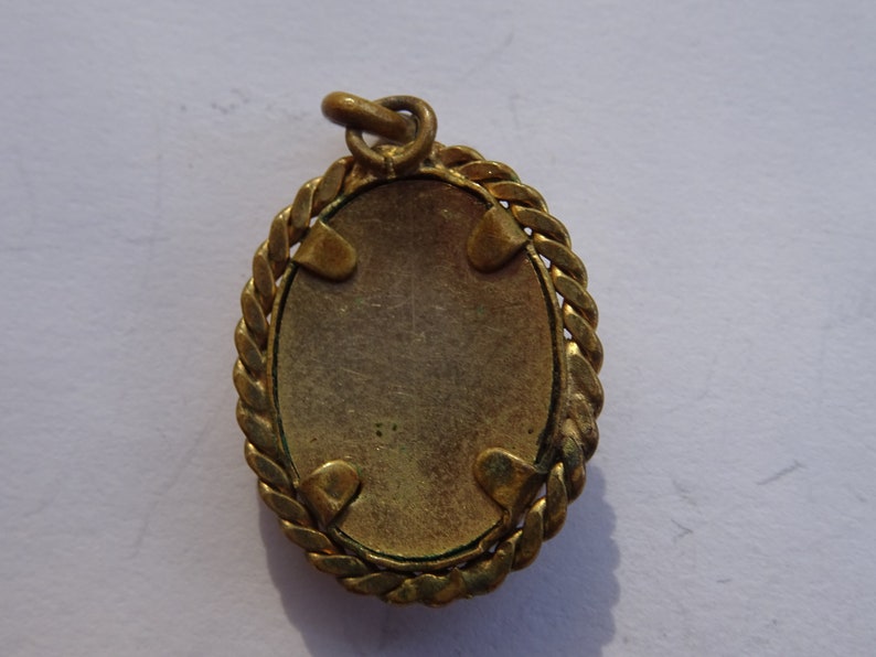 Antique French vermeil gold plated opaline camee medal pendant medallion charm of a French woman. 15 C image 9