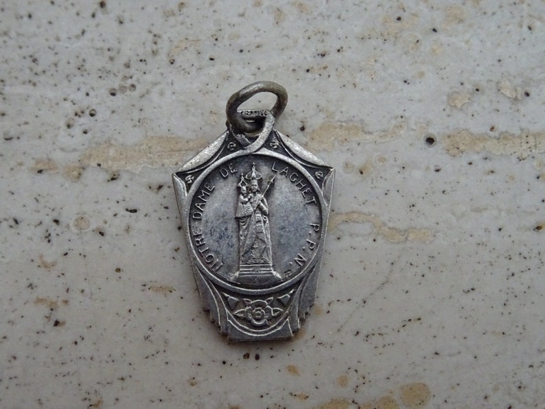 Religious Antique French Catholic Silver Plated Medal Charm Pendant ...