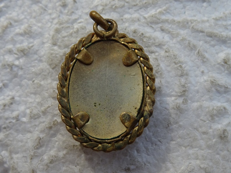 Antique French vermeil gold plated opaline camee medal pendant medallion charm of a French woman. 15 C image 7