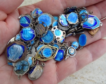 100 Religious antique French silvered catholic enameled medals charms pendants medallions Holy charms.  ( 9 )