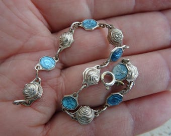 Religious antique French catholic silver plated bracelet with Saints as Saint Rita,  Holy Virgin Mary and Holy Jesus Christ and an angel. 1
