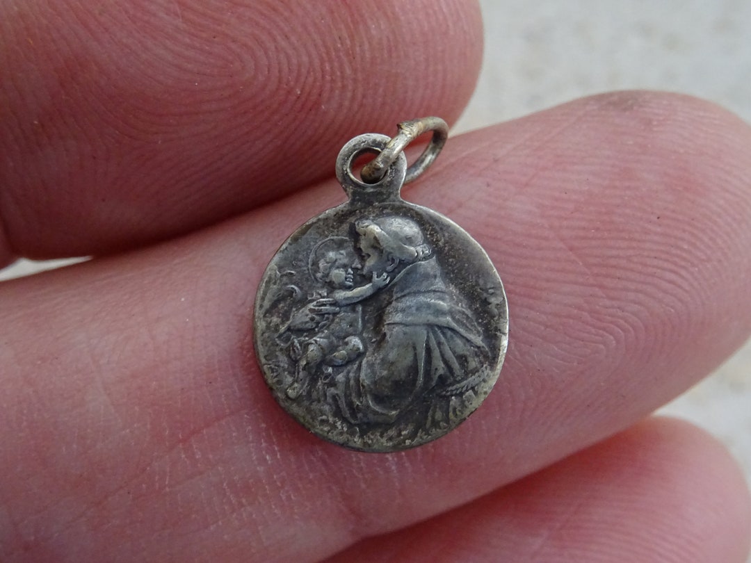 Religious Antique Catholic Silver Plated French Medal Pendant Medallion ...
