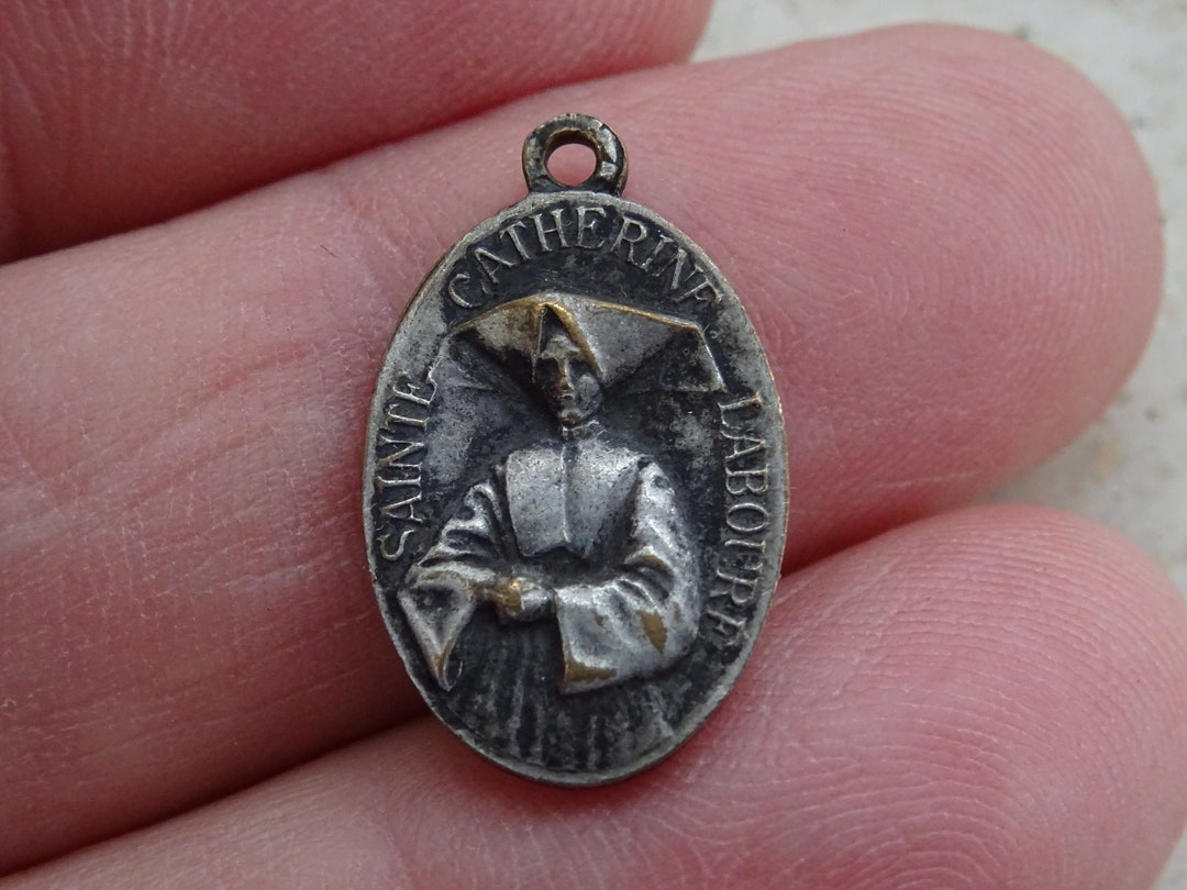 Religious Antique French Silver Plated Catholic Medal Pendant Medallion ...
