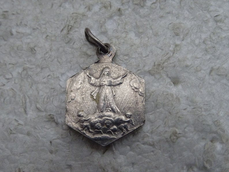 Religious Antique French Silver Plated Catholic Medal Charm Medallion ...