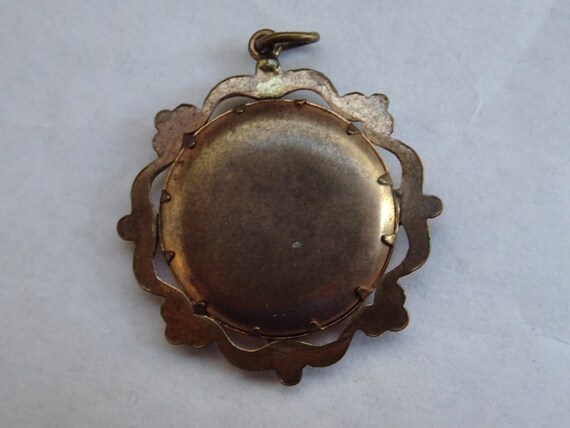 Antique French copper photo holder locket medal m… - image 9