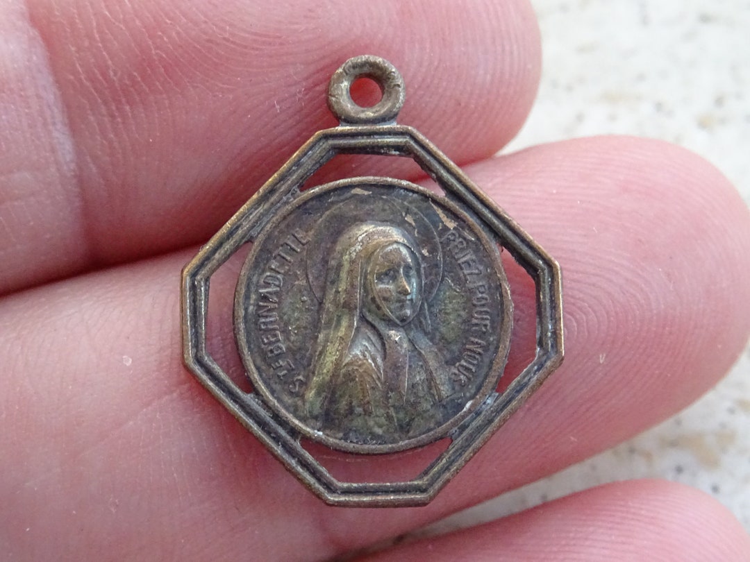 Religious Antique French Silver Plated Catholic Medal Charm Medallion ...