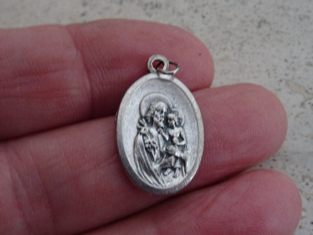 Religious Catholic Silvered Medal Pendant Medaillon Charm Etsy