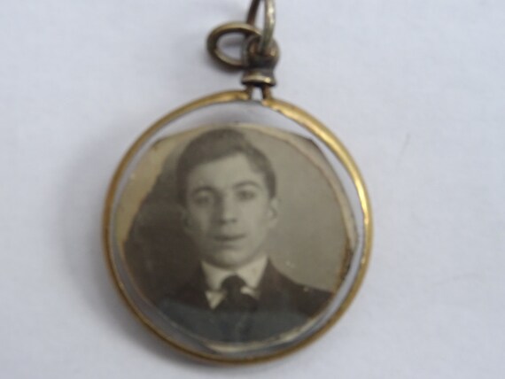 Antique French copper photo holder locket medal m… - image 8