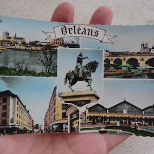 Postal francesa vintage sin usar con estatua conmemorativa de Juana de Arco Juana de Arco recuerdo de Orleans. ( 10 )