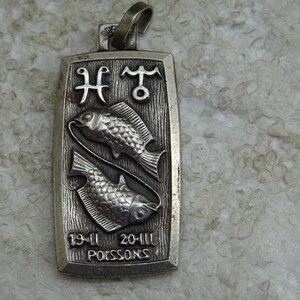Vintage Silver Zodiac Constellation Medal Pendant Medallion Charm Sign ...