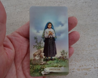 Vintage 1960 Jacinta Marto Relic Holy Card – Fatima Pre Beatification Prayer Card – Catholic Devotiona.  (  D E 14 )