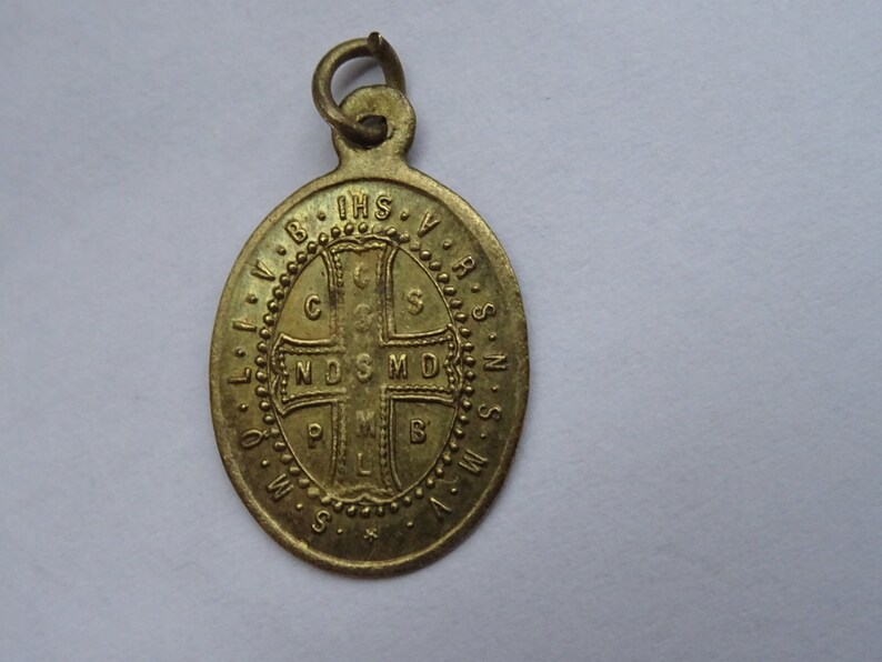Religious antique copper catholic medal pendant medallion image 10