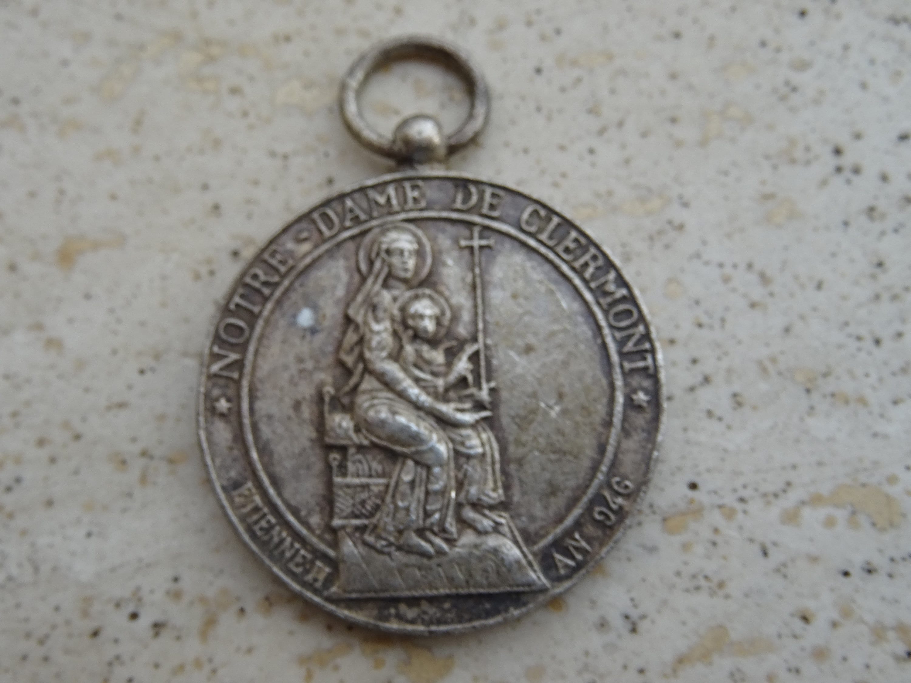 Rare Antique Religious Silvered Medal Charm Pendant of Holy Virgin Mary ...