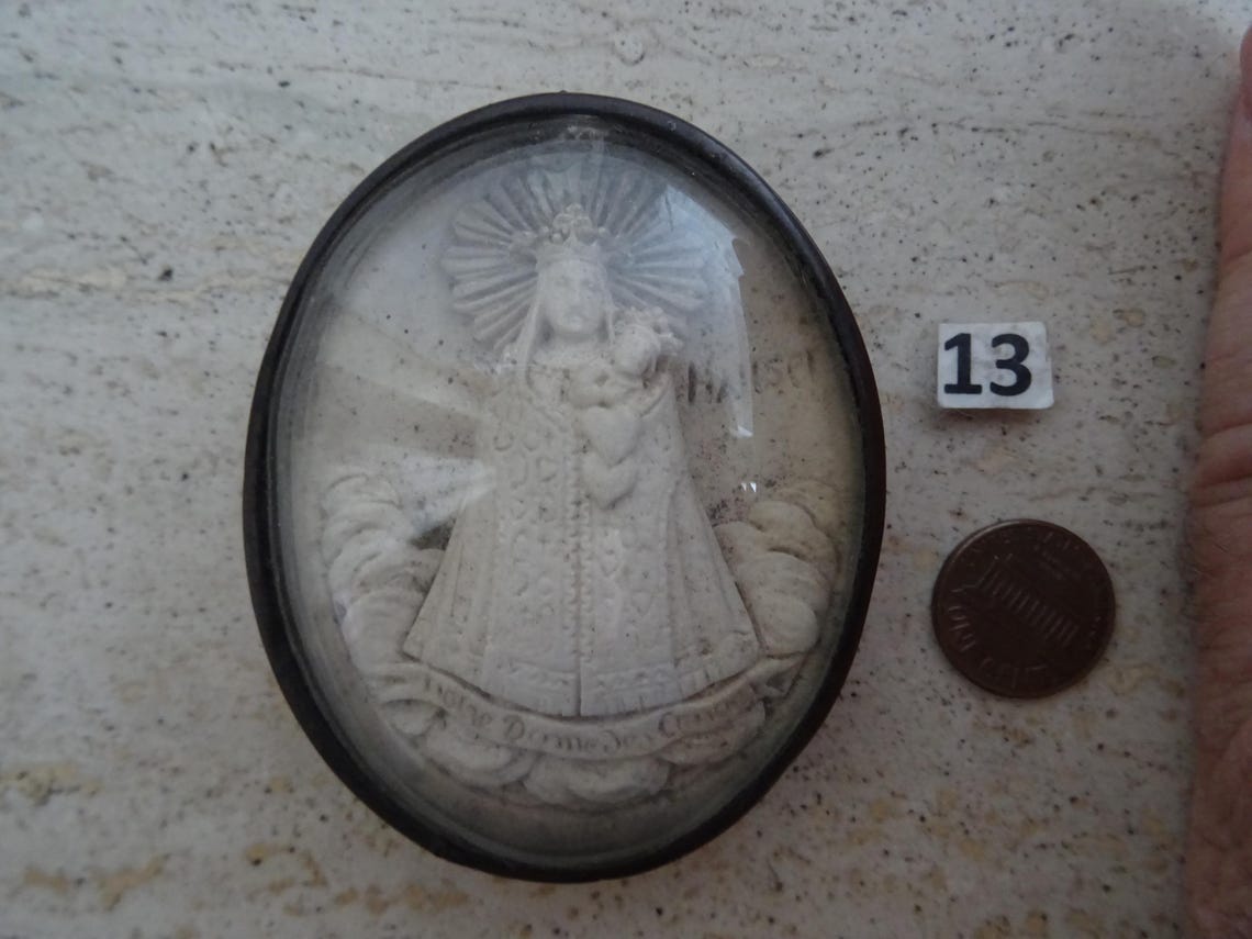 Religious Antique French Catholic Copper Meerschaum of Holy Virgin Mary ...