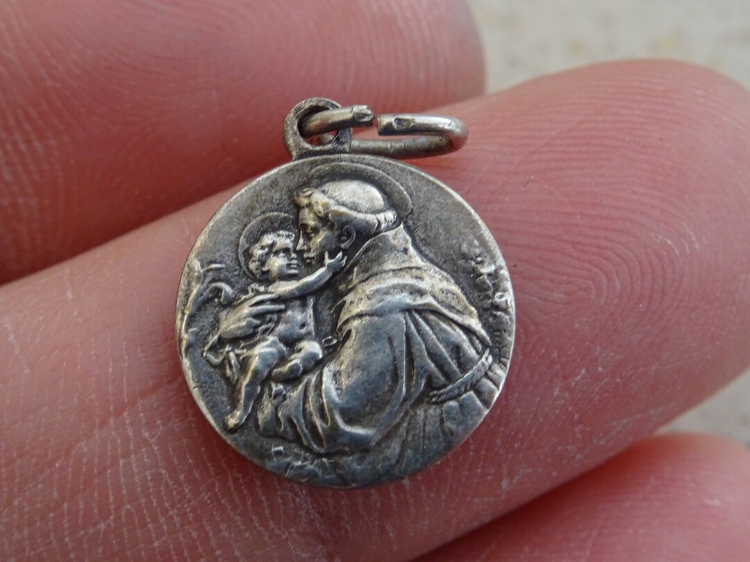 Religious Antique French Catholic Silver Plated Catholic Medal Pendant ...
