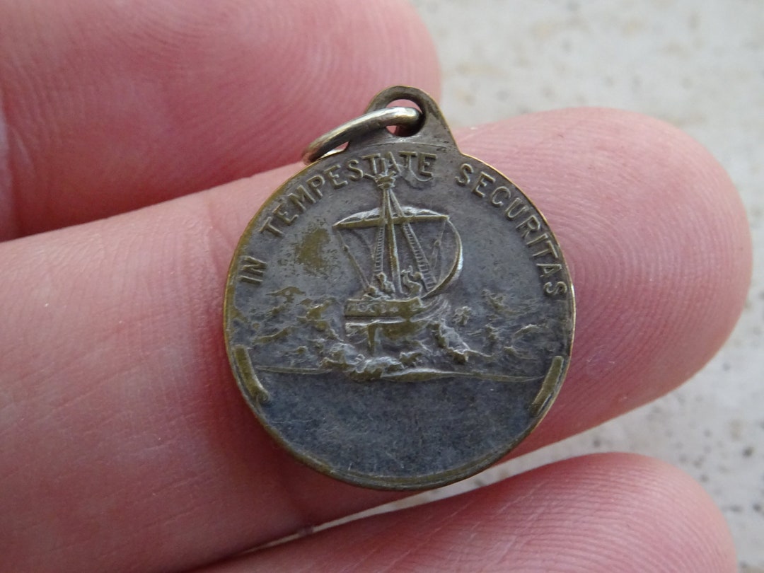 Religious Antique French Silver Plated Catholic Medal Pendant Medallion ...
