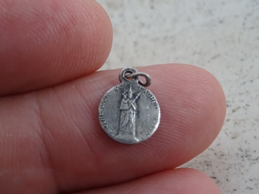 Religious Antique French Catholic Silver Plated Medal Charm Pendant ...