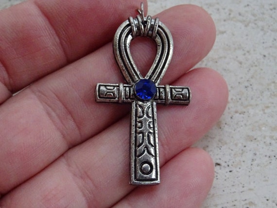 Pendentif Croix En Argent Sterling 925 Avec Améthystes - Longueur 18 Pouces, Vintage, NEUF Sans Emballage