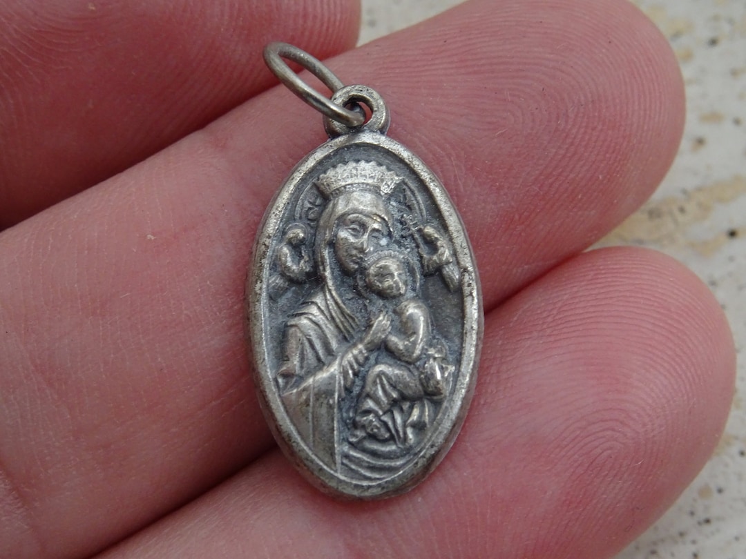 Religious Antique Catholic Silver Plated Pendant Medal Medallion Charm ...