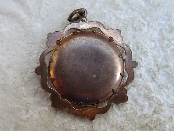 Antique French copper photo holder locket medal m… - image 7