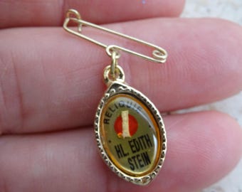 Medalla colgante de santuario religioso católico, poco común, con relicario de Santa Edith Stein Teresa Benedicta de la Cruz. (Z 30 e)