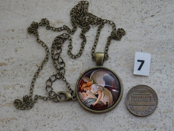 Religious French brass necklace chain with medal … - image 10