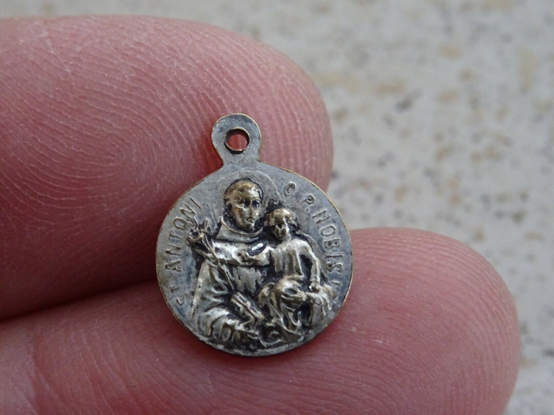 Religious Antique French Catholic Silver Plated Medal Pendant Charm ...